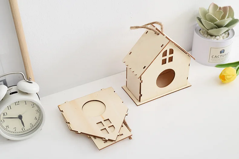 DIY Bird Wood House Outdoor Handmade Accessory Pet Supplies Hanging Birdhouse Hideouts For Outside Balcony bird house