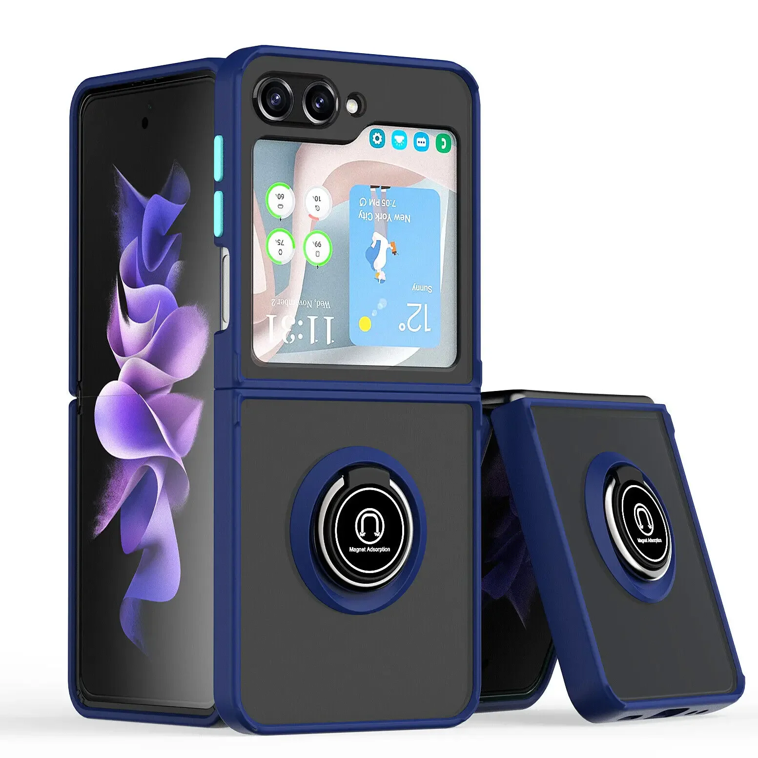 Shockproof Matte Phone Case With Ring Stand For Samsung Galaxy Z Flip_voghion.com