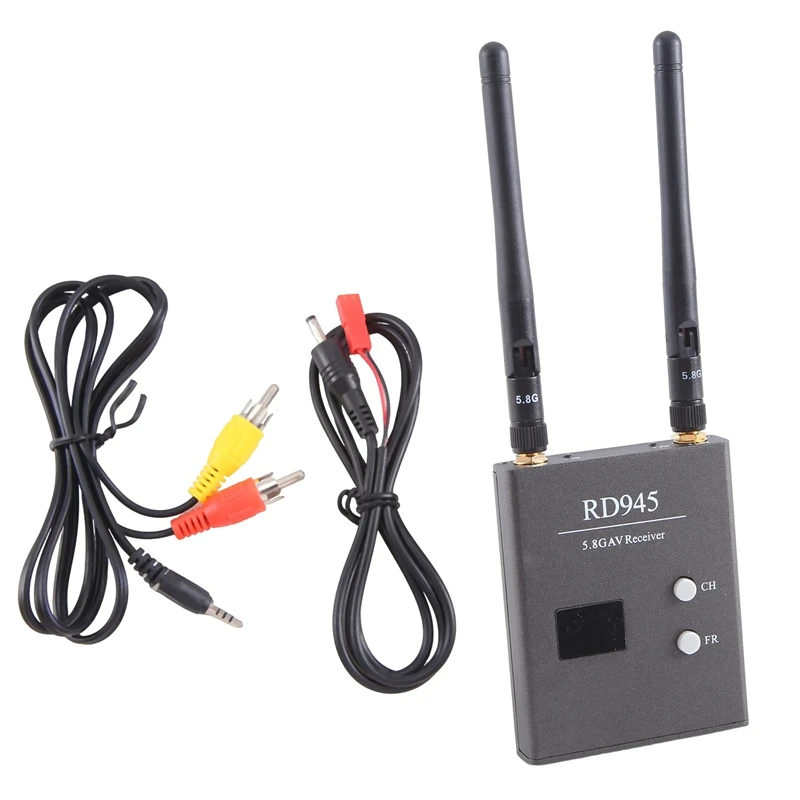 RD945 5.8G 48-Channel Dual Module Receiving Switch Image Transmission Receiver Model Airplane Accessories Black Plastic+Metal
