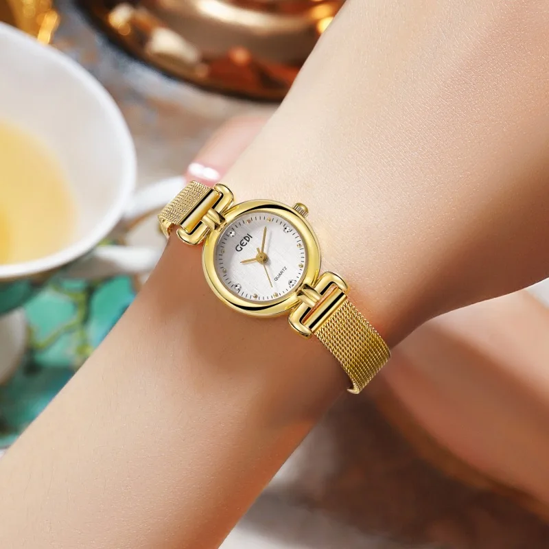 Роскошные женские золотые часы, креативные женские часы, кварцевые наручные часы из нержавеющей стали, женские часы, женские часы 2023