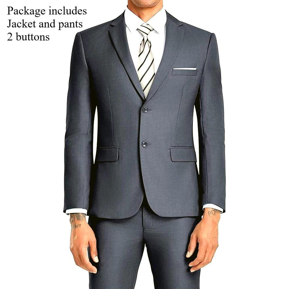 2 Pezzi - Grigio - 2 Bottoni