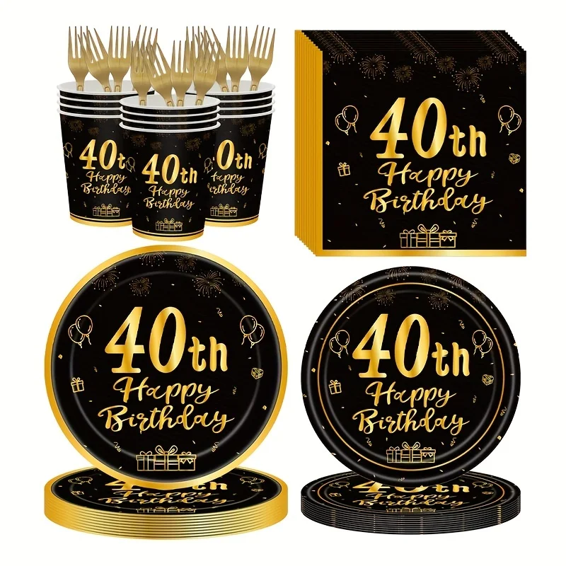 40th Birthday Tableware Set Plate Cup Napkin for Men Women Party Decoration birthday tableware set,birthday party supplies,party supplies