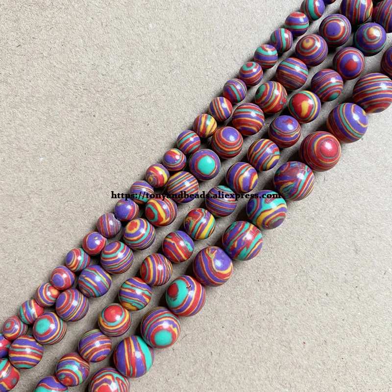 Synthetische Stein Gemischten Farben Malachit Runde Lose Perlen 15 "Strand 4 6 8 10 12MM Pick Größe Für schmuck Machen DIY