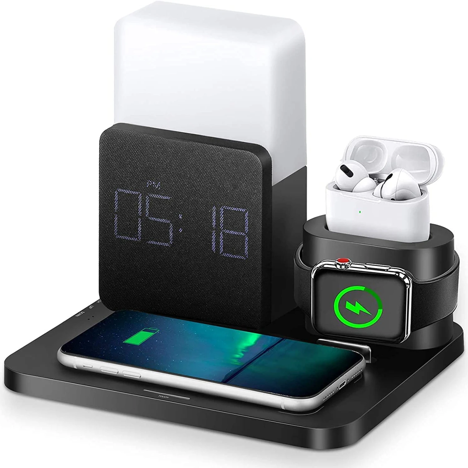 

3 In 1 Charging Station Alarm Clock Wireless Charger for IPhone 12 13 Pro 12 Pro For Samsung AirPods Wireless Charging Station