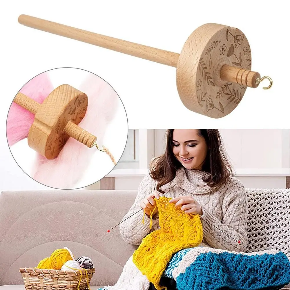 

Wool Storage tools Beginners Handmade Solid Wooden Whorl Yarn Spin Drop Spindle