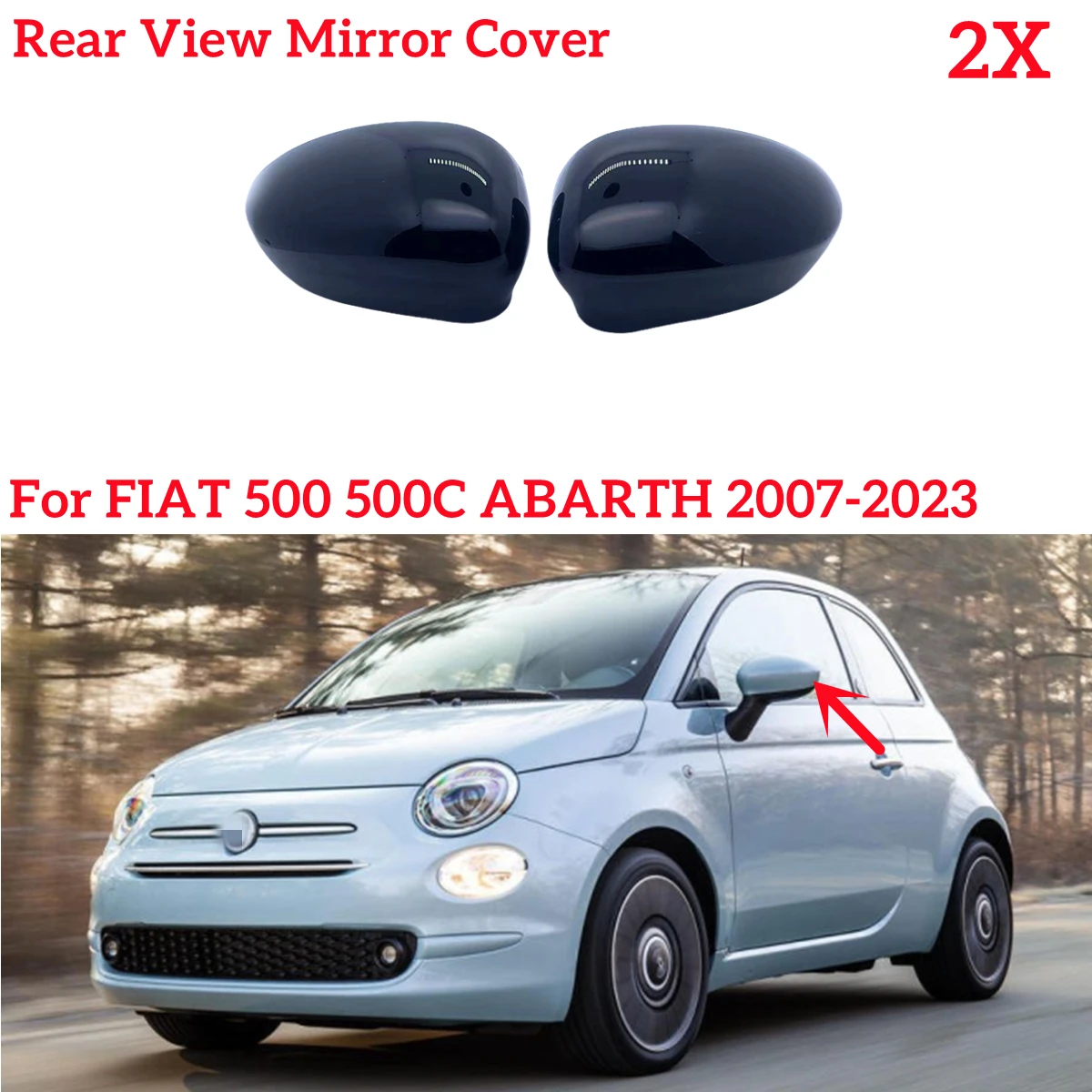 Abarth & Fiat 500 Replacement Mirror Caps