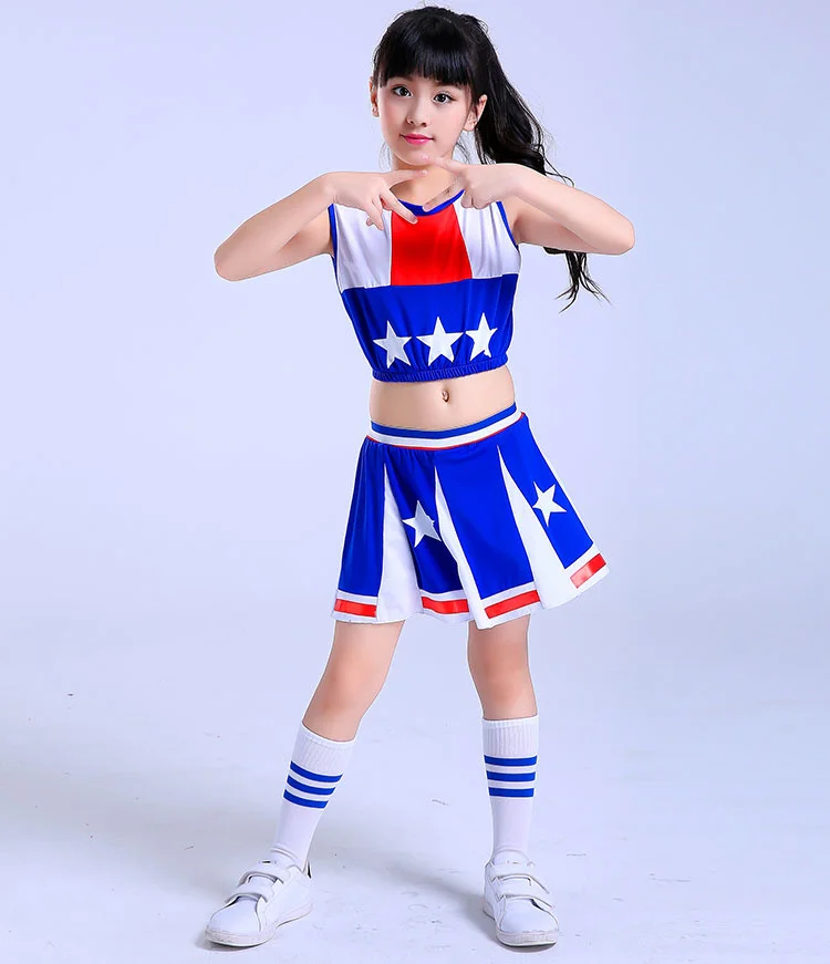

Girl Cheerleader Uniforms For Girls Cheer Team Suits Kid Class Calisthenics Girl Cheerleading Uniforms Children Game Suit