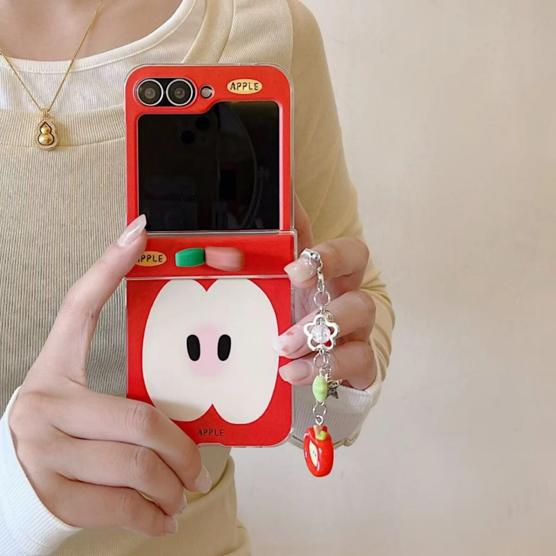 Korean Cute 3D Fruit Core Phone Case with Fruit Pendant - Stylish Hard Back Cover