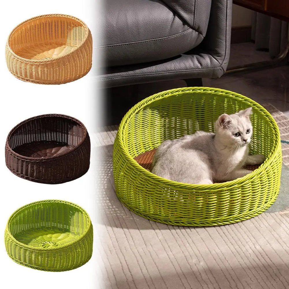 RattanCatNestFourSeasonsUniversalOpenCatHouseCatBedSummer