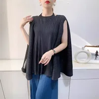 Miyake plissé grande taille T-shirt Niche Design Sense hauts femmes 2025 été haut de gamme ample plissé à manches courtes T-shirt femmes 3