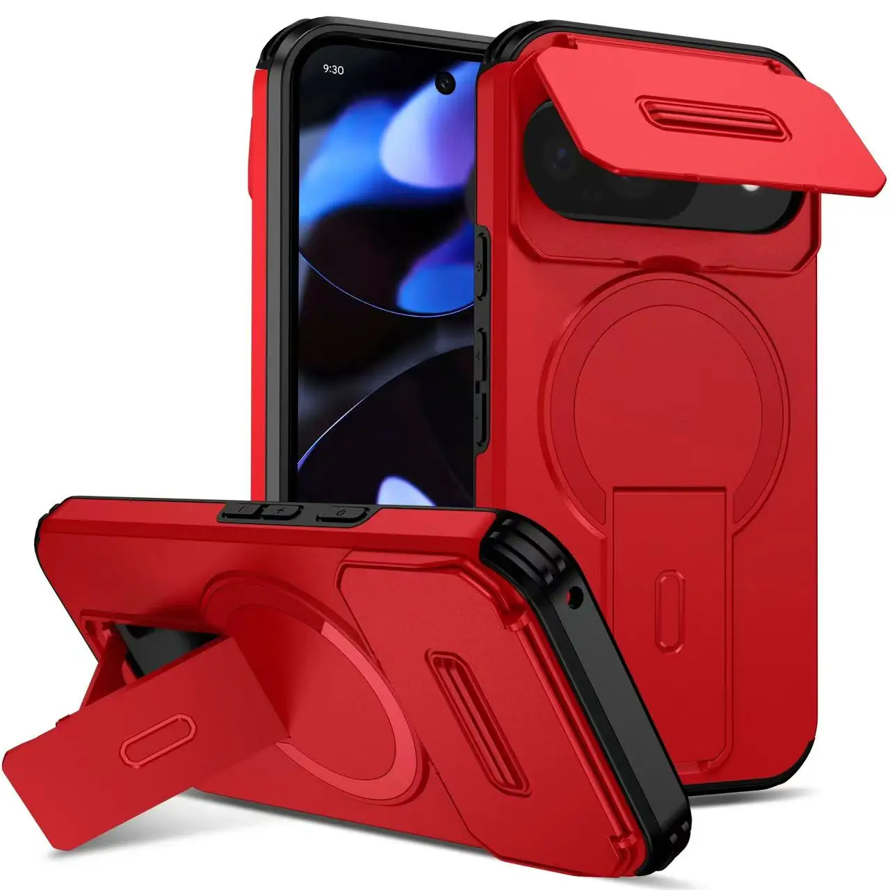 Durable Magnetic Shockproof Case with Stand and Wireless Charging Compatibility