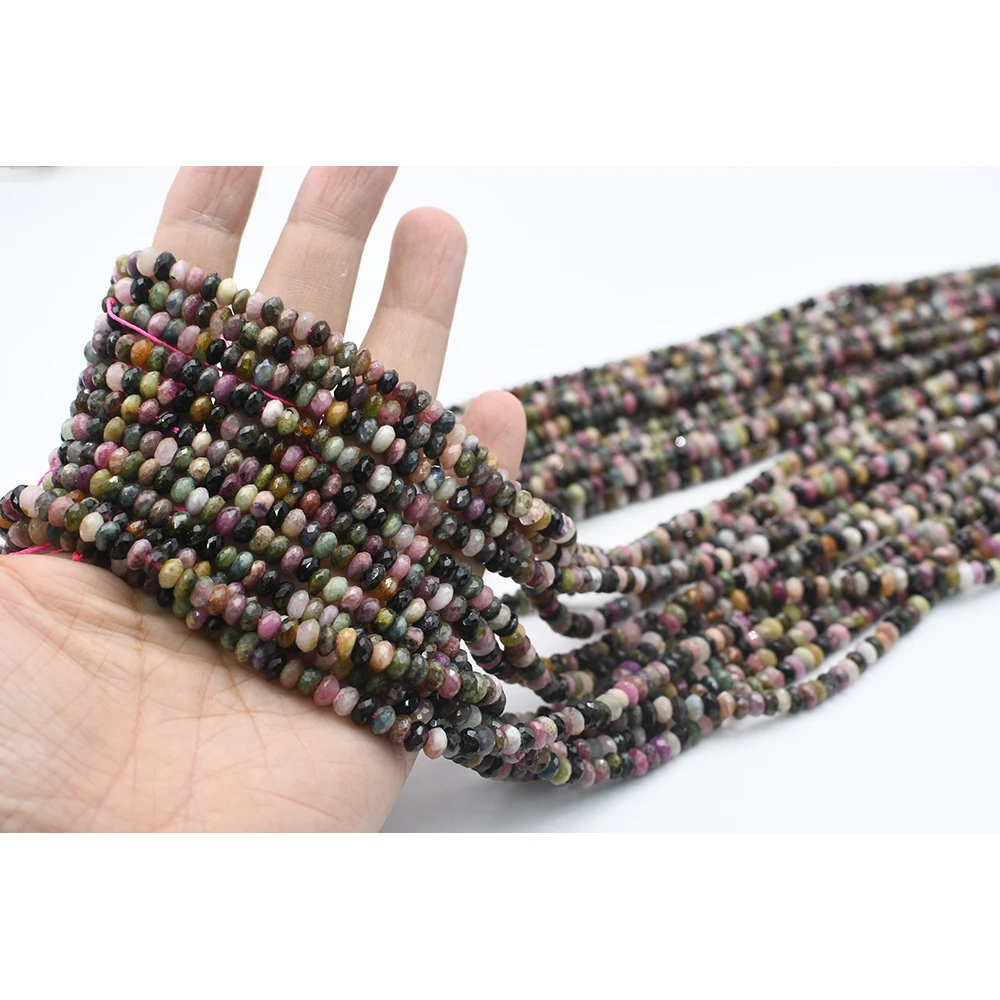 

3x4mm Natural Faceted tourmaline irregular Abacus Beads For DIY necklace bracelet jewelry making 15 "free delivery