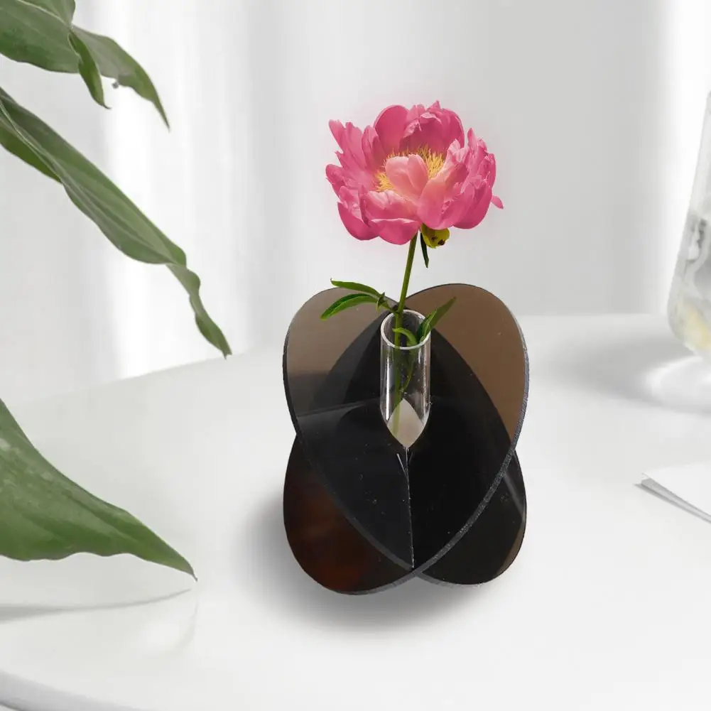 1Pc Flower Vase Elegant Durable Unique Design Vase Ornament Acrylic Shatterproof Vase for Weddings Home Office Decorations 4