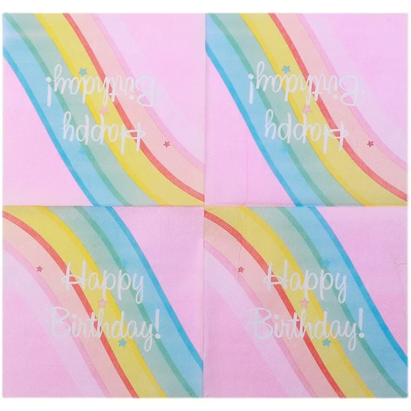 20pcs 33cm 2-Ply New Colored Paper Napkins Party Printed Tissues Birthday Decoration Dessert Table Pure Wood Pulp Paper