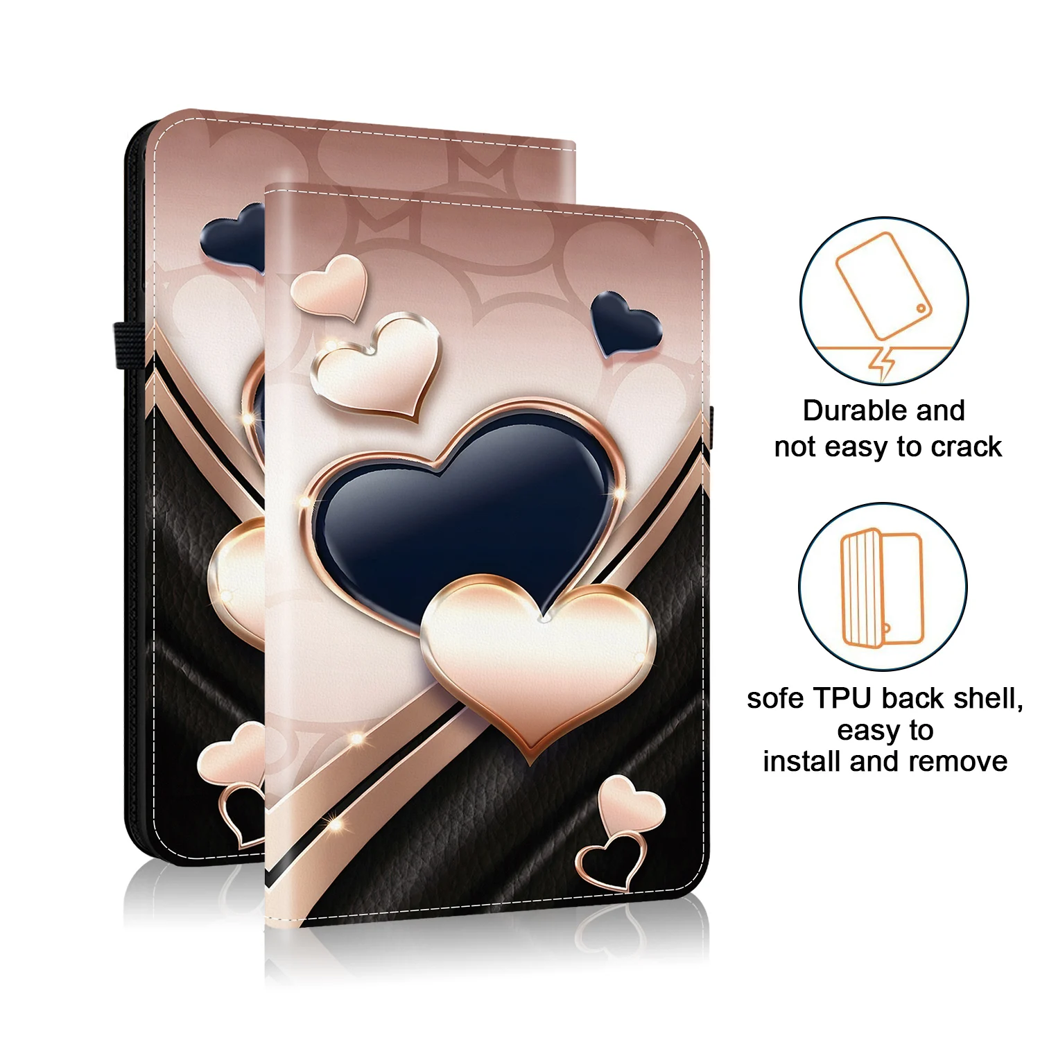3D Cute Cats PU Leather Tablet Cover with Stand, 11-inch