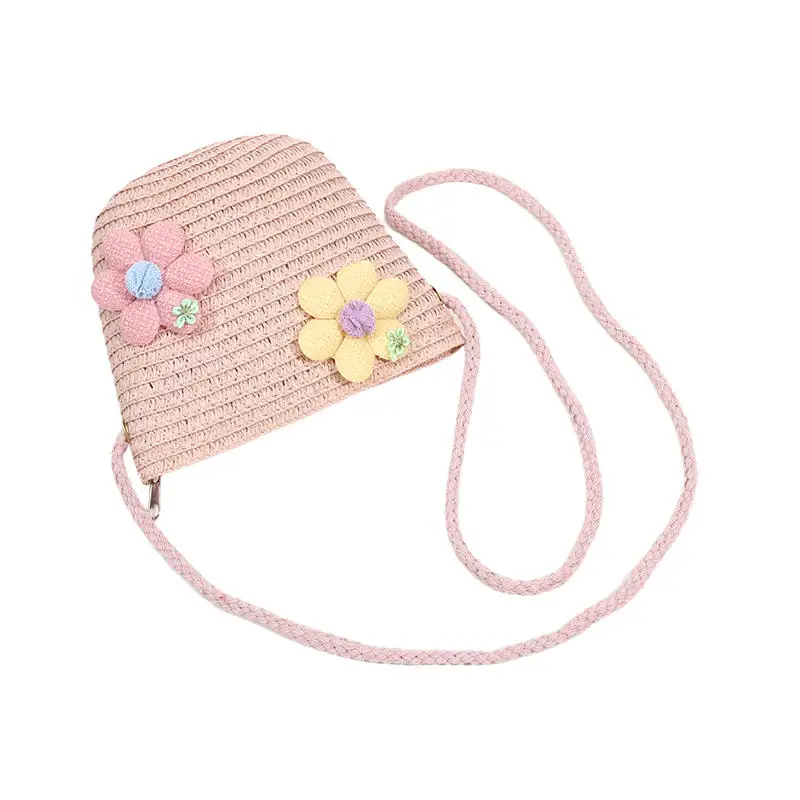 Straw-woven Girls' Summer Lightweight Children's Cute Small Shoulder Bag Coin Purse Beach Small Bag Trendy Crossbody Bag﻿