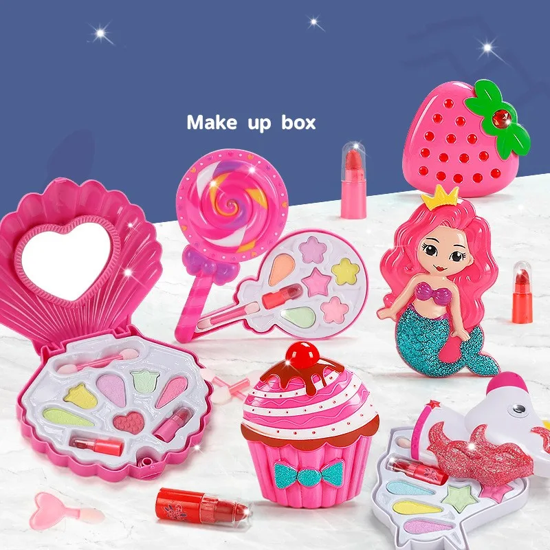 Simulation Girl Pretend Princess Makeup Toys Play House Children's Cosmetics Lipstick Eyeshadow Set For Kids Party Cosplay Game
