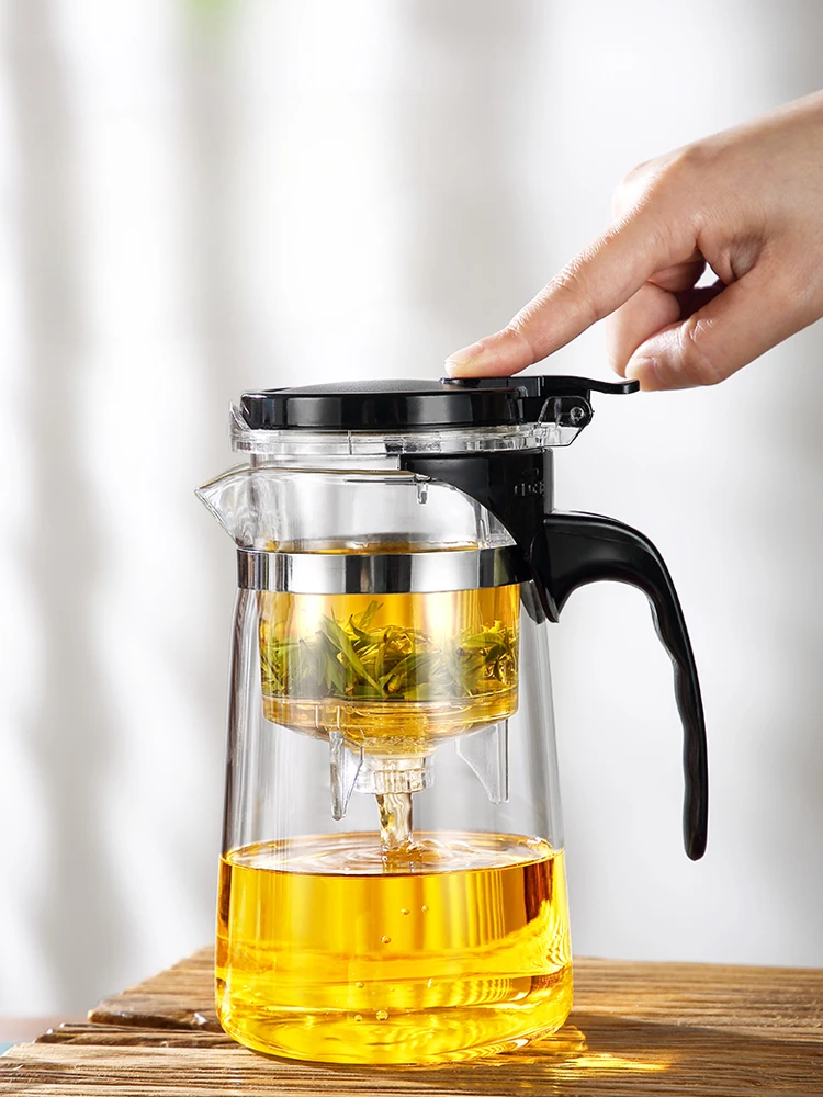 Portable Glass Teapots with One Button, Tea Separation Kettle, Household Tea Maker, High Temperature Resistance, Sets