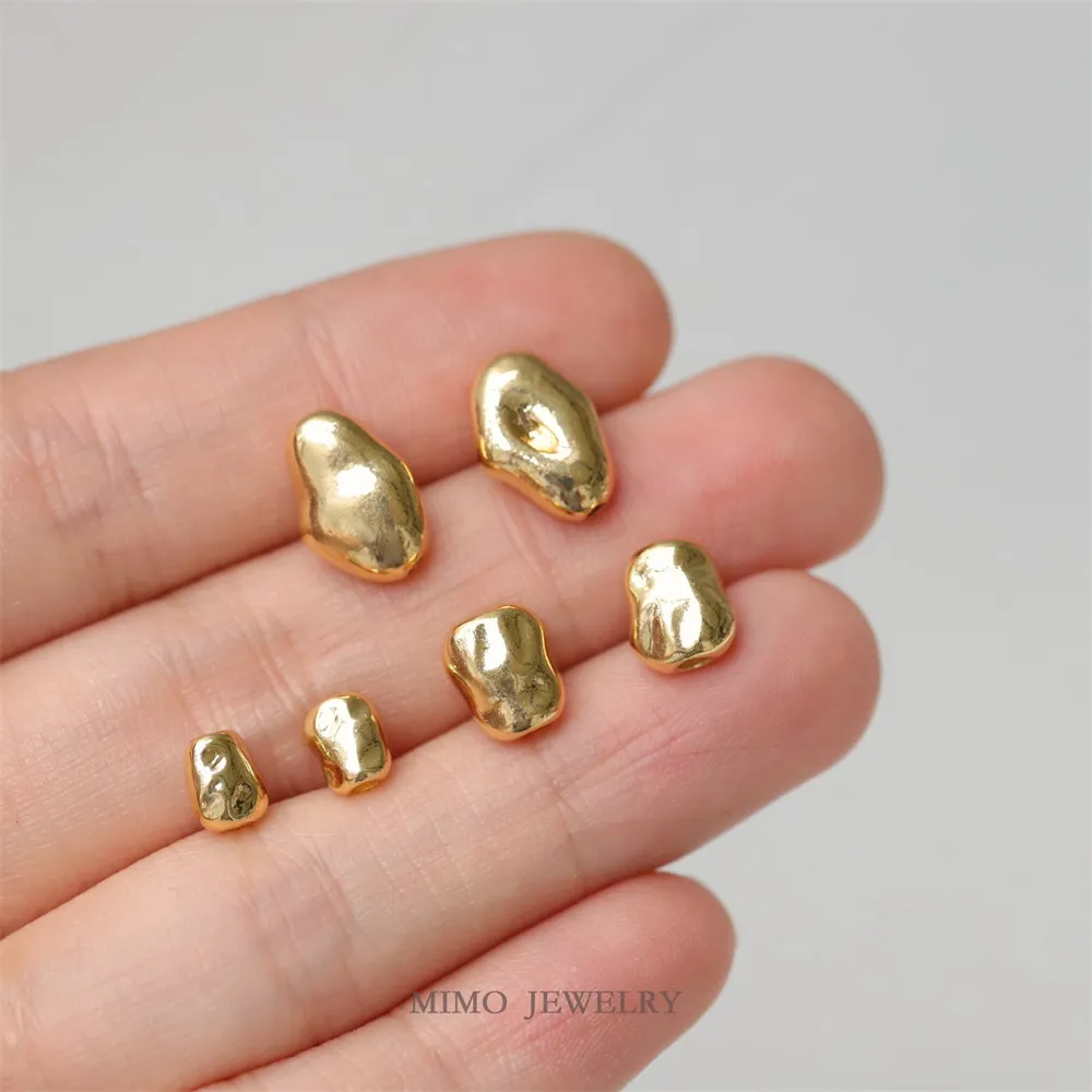 

14K Gold Plated Irregular glossy solid bead For Bracelet Necklace Making Accessories, Spacer Beads,Separators For Jewelry M-590