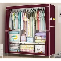 Armoire de rangement simple transfrontalière, anti-poussière, gain de place pour dortoir, garde-manteau simple et moderne pour chambre à coucher 4