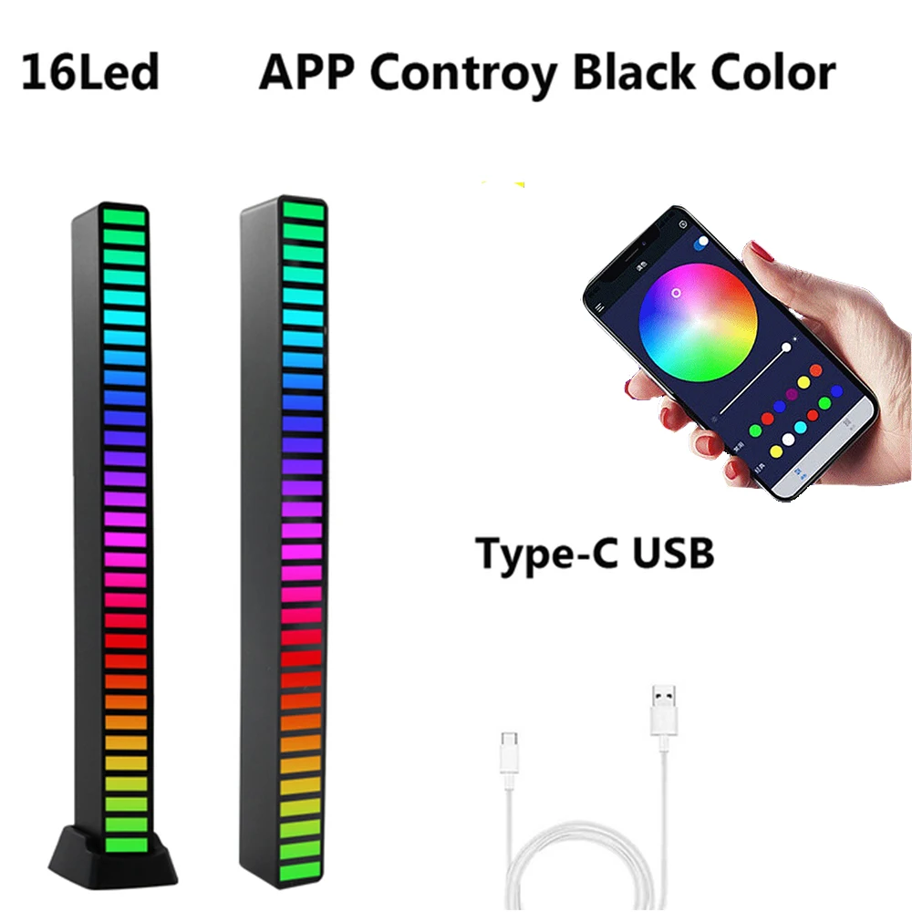 best night light FTOYIN Creative RGB Music Sound Light Bar 5V USB 16/32Led App Control Led Music Rhythm Night Lights Pickup Voice  Ambient Light dinosaur night light Night Lights