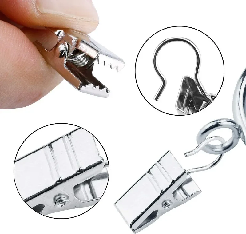Mini Metal Curtain Clips with Hook 200/10x Stainless Steel Iron Drapery Hook Enduring Home Window Accessories Home Decoration