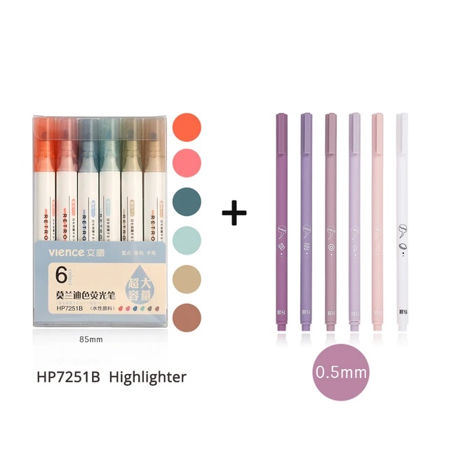 JIANWU 6pcs/set Creative cute morandi Simple small fresh gel pen kawaii Quick drying Cap neutral pen journal supplies Stationery gelpen highlighter B