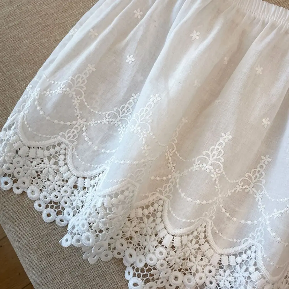 Fashion Korean Style All-match Flower Lace Gauze Skirt Y2k Streetwear Elastic Waist Apron Wrap Skirt Short Bottoming Women