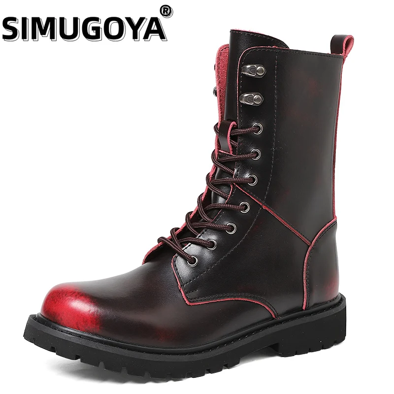 

SIMUGOYA New Autumn Winter Leather Men Boots Casual Men's Shoes Fashion Man Shoes Martin Boots Platform Plus Size Men's Boots