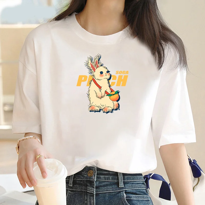 

Bunny T-shirt 2024 Cartoon Ladies Summer Fashion Y2K crewneck Street retro casual short sleeve sports aesthetic T-shirt
