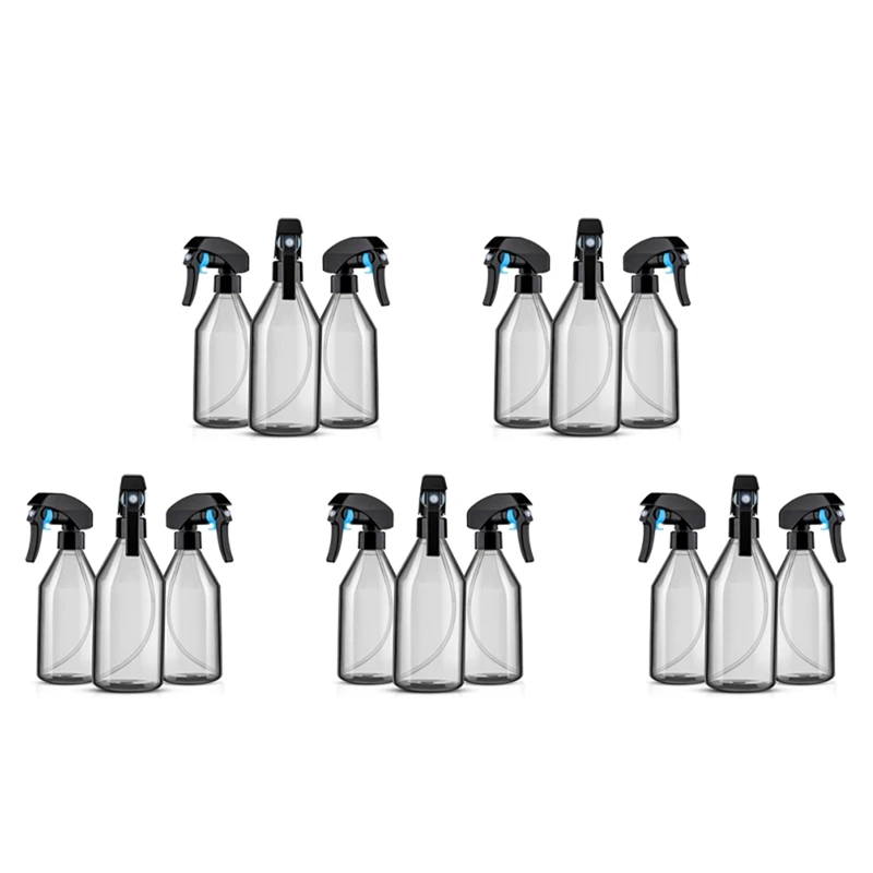 

Пластиковые бутылки-распылители для очистки, многоразовый пустой контейнер 10 унций с прочным черным триггерным распылителем, 15 упаковок