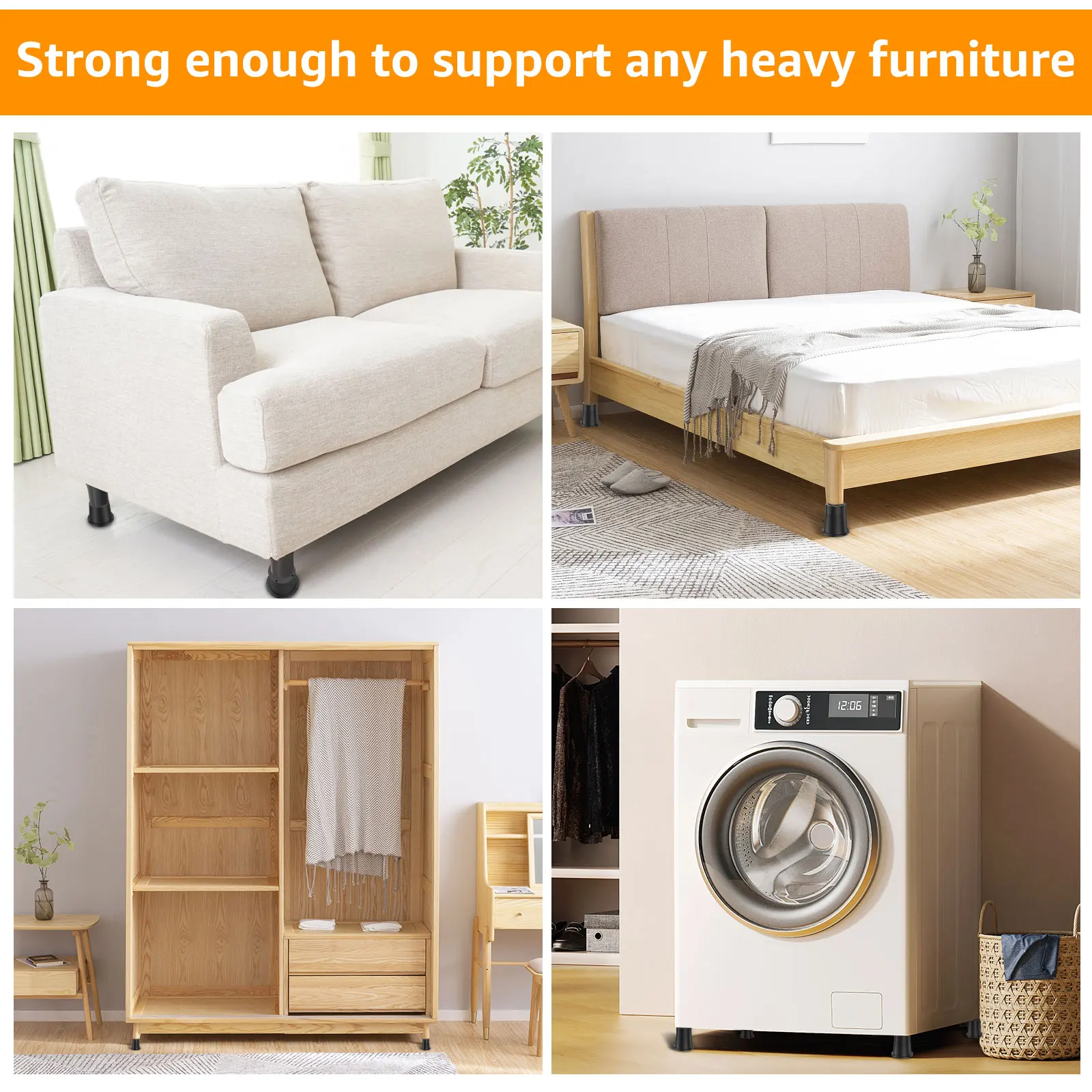 Adjustable Bed Riser Heavy Duty Furniture Lifts Non Slip
