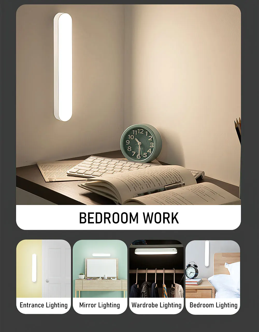 LED Motion Sensor Night Light with Remote Control Table Lamp USB Charging Eye-Care Adjustable Brightness Desk Light Night Lights