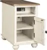 Realyn French Country Chair Side End Table with Outlets & USB Ports, Cream 4