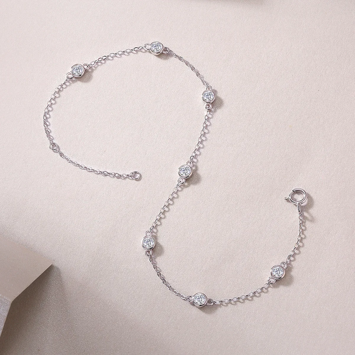 3mm Bubble Moissanite Diamond Chain Bracelet for Women 925 Sterling Silver Mosan Gem Bracelets Bangle Pass Tester with Gra