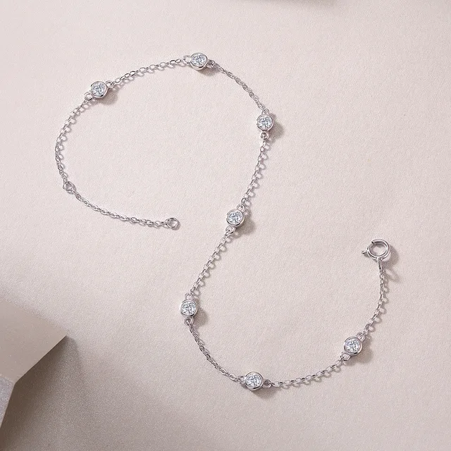 3mm Bubble Moissanite Diamond Chain Bracelet for Women 925 Sterling Silver D Color Mosan Bracelets Bangle Pass Tester with Gra 3