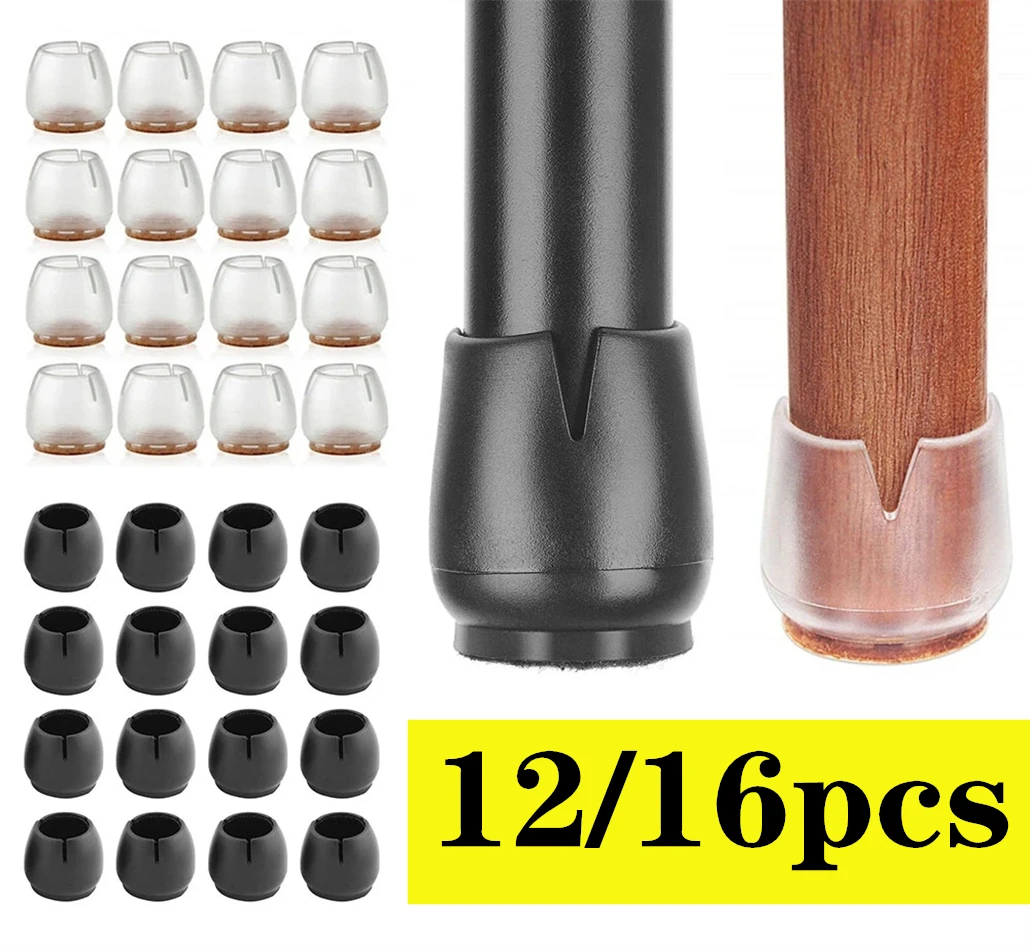 16pcs Silicone Furniture Feet Pads with Felt Floor Protectors for Non-Slip Sofa Chair Table Glides Feet Cap Bottom Accessories