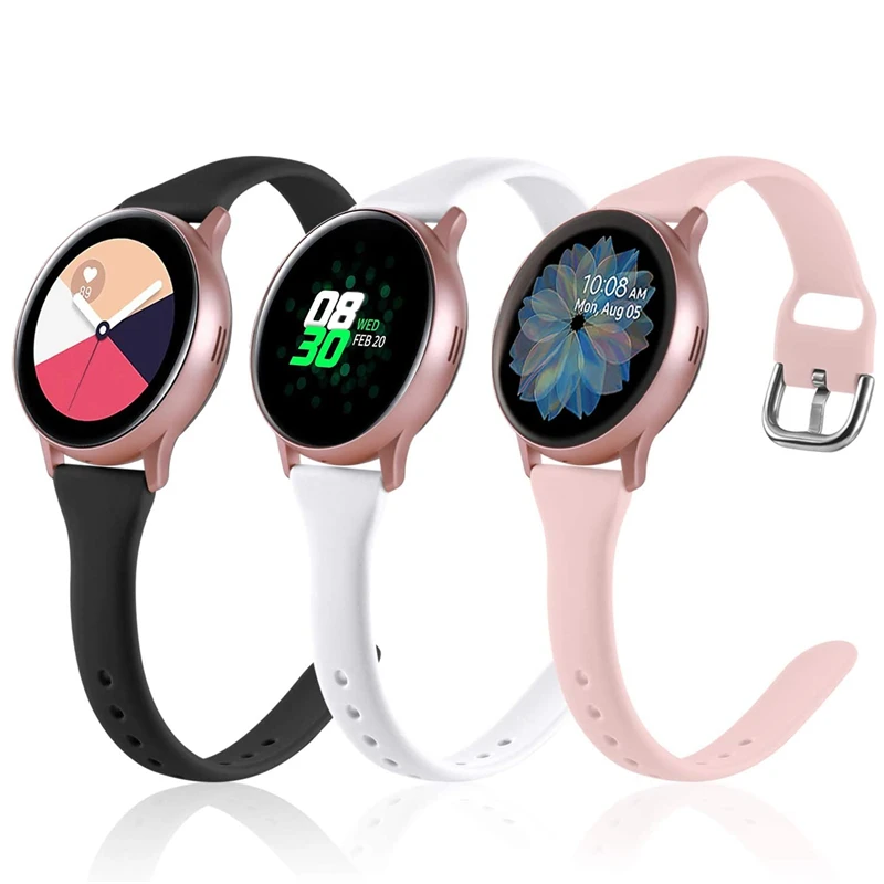 Slim Silicone Strap For Samsung Galaxy Watch 4/4 Classic Active 2 44mm 40mm Band Huawei 3 GT Pro Aamzfit GTR GTS | Наручные часы