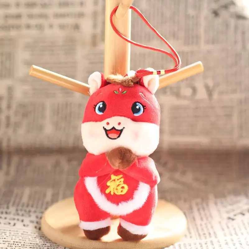 2026 Horse Year Mascot Keychain Cartoon Plush Pony Pendant Zodiac Horse Backpack Hanging Decoration Holiday Blessing Gift