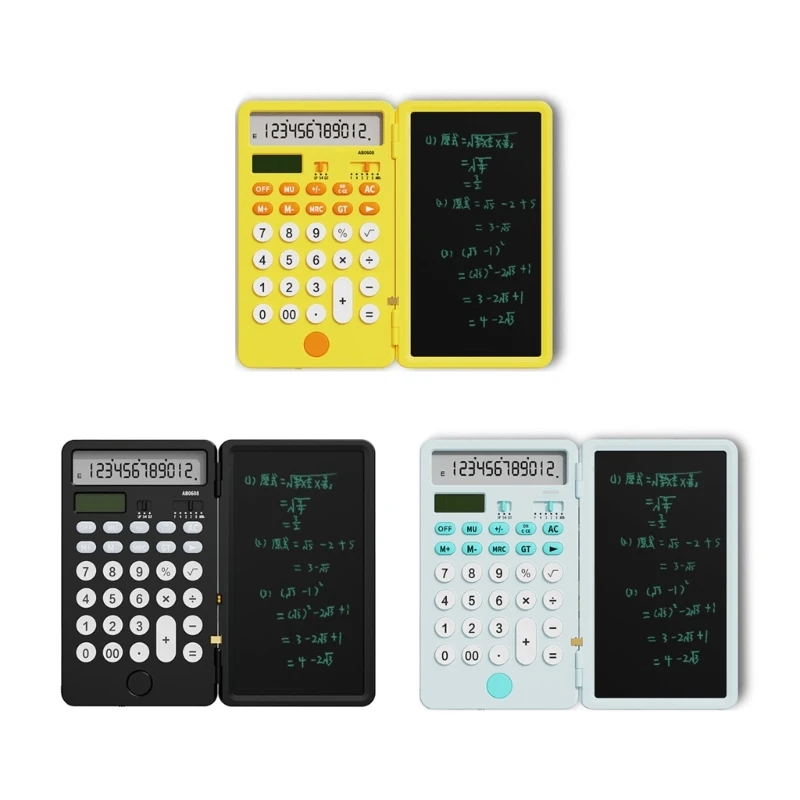 

6'' LCD Calculator Handwriting Board 6Inch Type-C Charging Drawing Pad Flip Type 12-Digits for School Students Kids Gift
