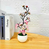 Bonsai Silk Flowers Plum Blossoms Artificial Plant Fake Flowers Pot Flores Sakura Tree Branches Home Room Decoration - Image 6