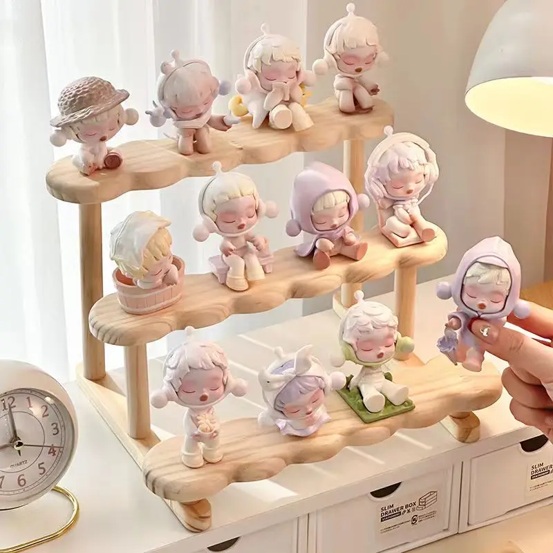 3 Tier Wooden Ladder Display Riser Shelf Figure Display Cabinet Cute Dolls Storage Box Makeup Organizer for Perfume cosmetics storage box doll display holder acrylic display stand knife display stand car model display holder sword display rack glasses display rack