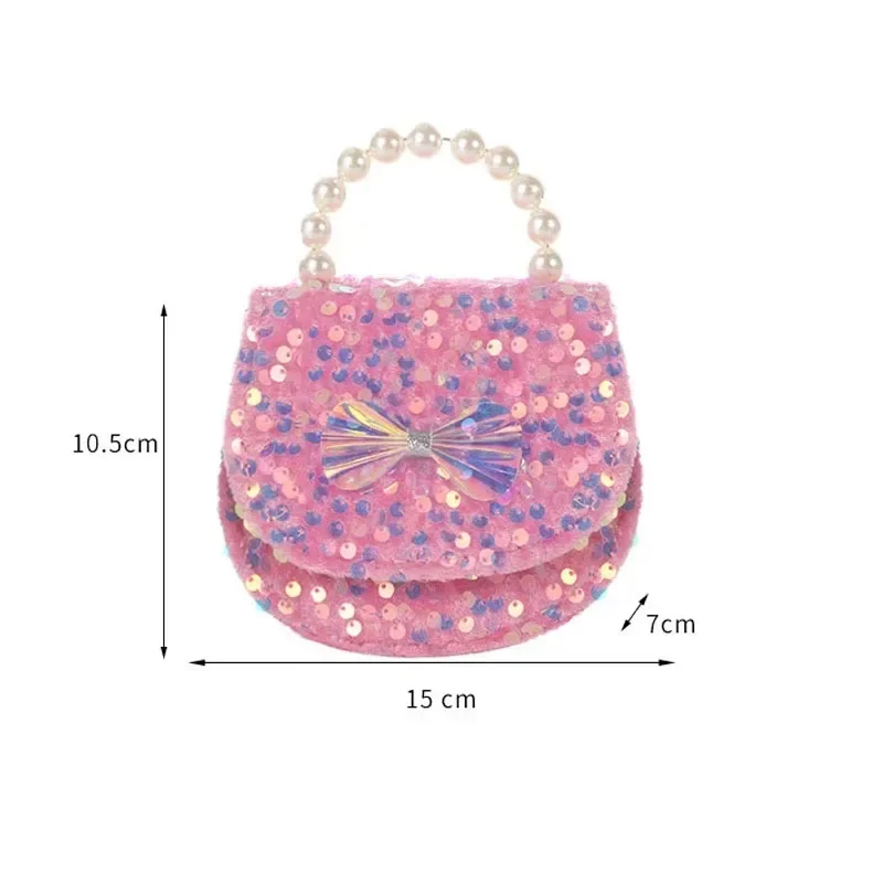 Sac Bandoulière Fille Avec Paillettes - Rose, 20x6x14cm, Sangle Réglable, Pour 5-12 Ans, Cadeau Idéal