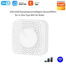 

Tuya WIFI Smart Air Box Carbon Dioxide Detector CO2 Gas Sensor Formaldehyde VOC Temperature Humidity PM2.5 Sensor App Control