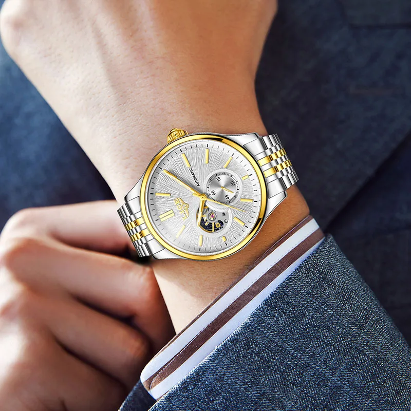 LIGE Automatic Watch For Men Fashion Stainless Steel Waterproof Luminous Watch Men Casual Sports Men's Mechanical Wristwatches