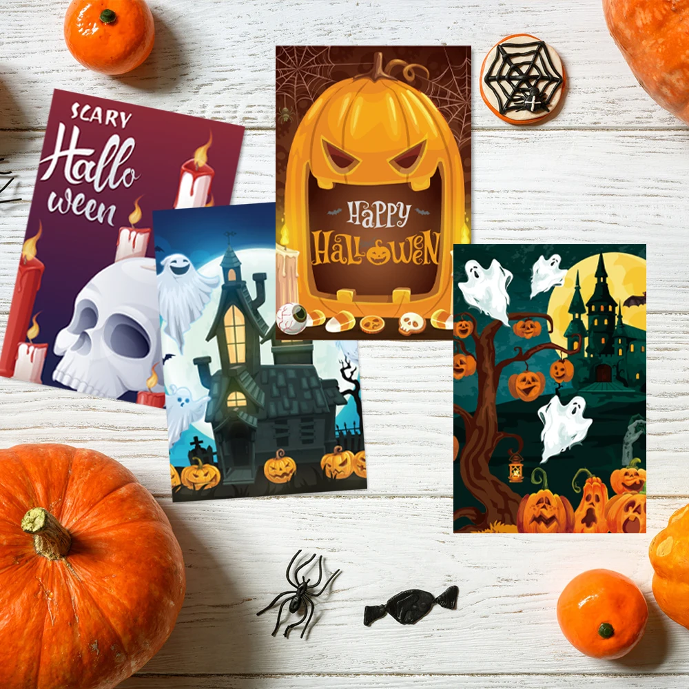 Invitations Halloween En Forme De Chauve-souris - Lot De 12 Cartes Avec Enveloppes, Autocollants Et Stylo