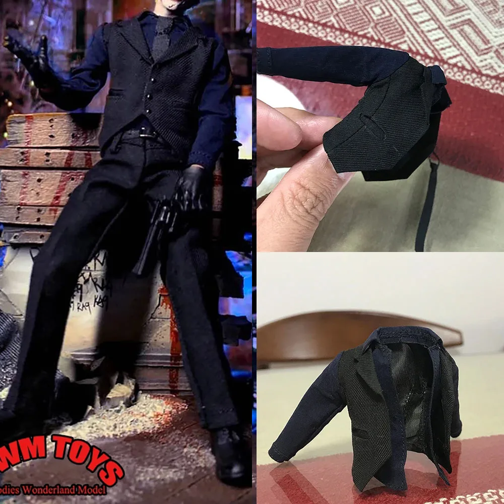 

1/12 Scale Male Soldier High Quality Jacket Coat Classic Suit Vest Fake Two Piece with Tie Accessory Model for 6'' Action Figure