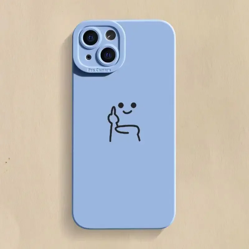 thumbnail image 1 of Cartoon Red Man Phone Case For iPhone 15 14 13 12 11 Pro Max Mini X XR XS 7 8 Plus SE Shockproof Middle Finger Soft Back Cover, 1 of 5
