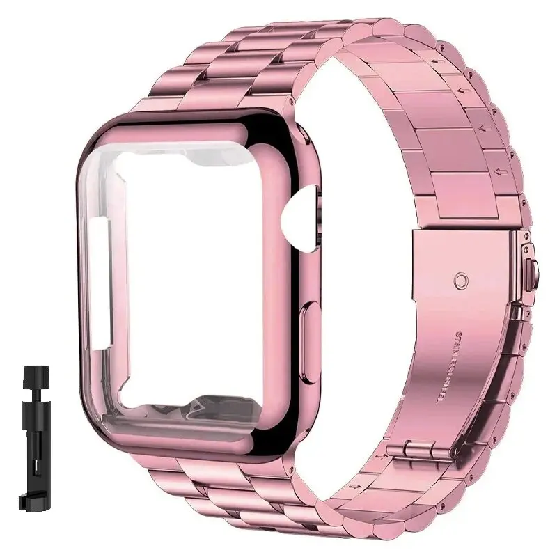 Premium TPU Case Band with Metal Business Bracelet for Apple Watch 49mm Strap Cover