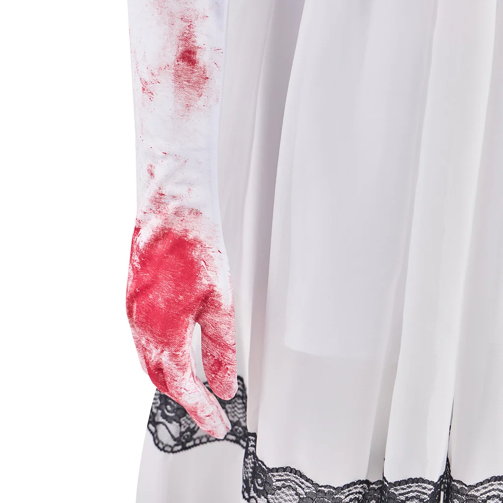 Film Jennifer's Body Jennifer Cosplay Kostüm Weißes Kleid mit Handschuhen Halloween Horror Party Fantasia Outfit – Detail 10
